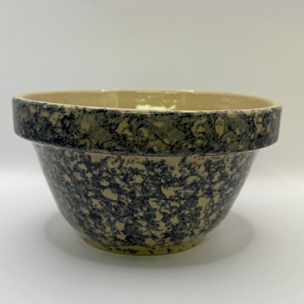 Robinson Ransbottom Pottery Roseville Ohio USA Blue Spongeware Mixing Bowl 7”